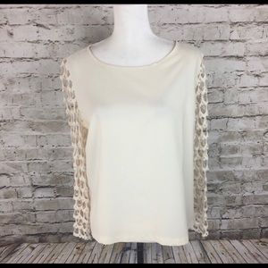 Lumiere by Anthropologie cream and lace blouse